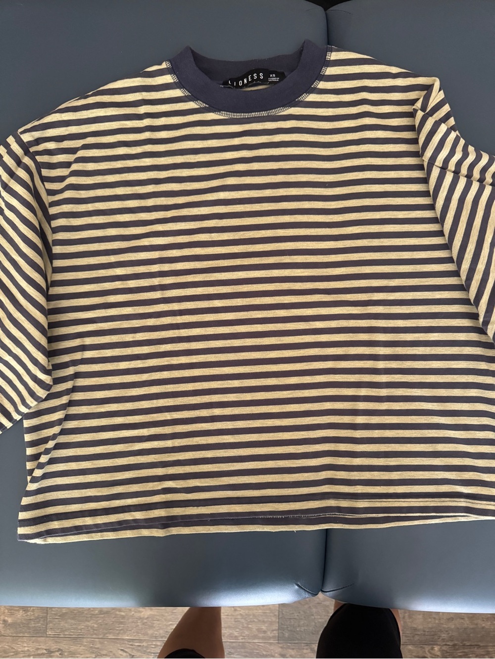Lioness Navy and Cream Striped Long-Sleeve Tee - Picture 2 of 3